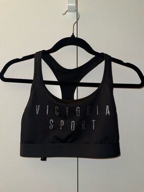 Victoria Sport Racerback Sports Bra | Black & Silver